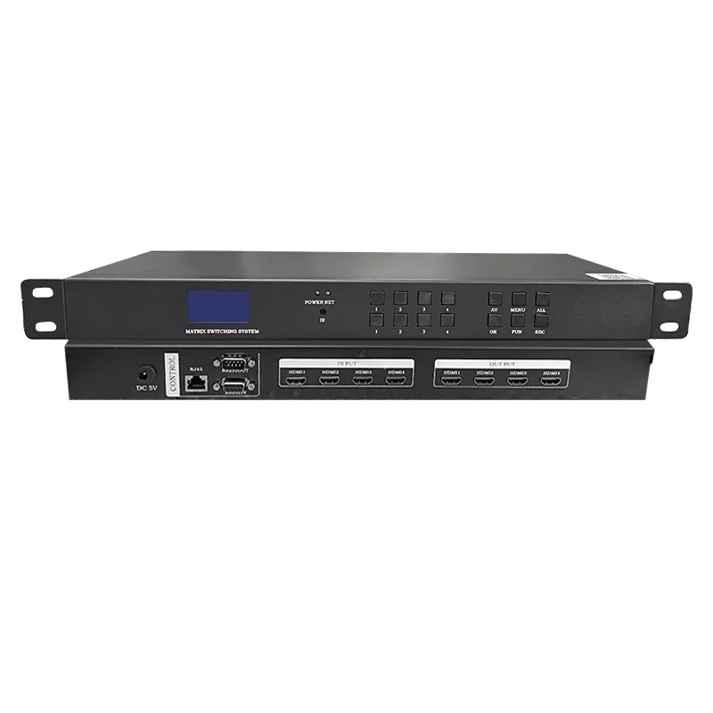 

Micagent 4x4 HDM I Matrix 1080p Video Switcher with HDCP Support Metal Construction Optional TCP/IP Control for TV Stations