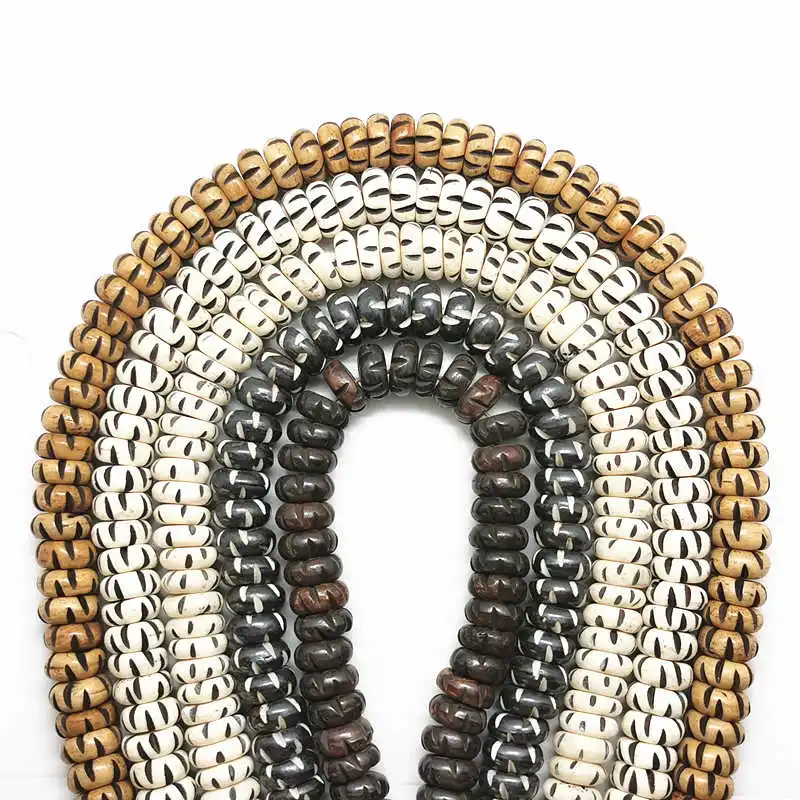 

BRO869 тибетские Молитвенные бусины Malas 108 Як кости капризные дисковые бусины Strand 13x 5 мм разные цвета