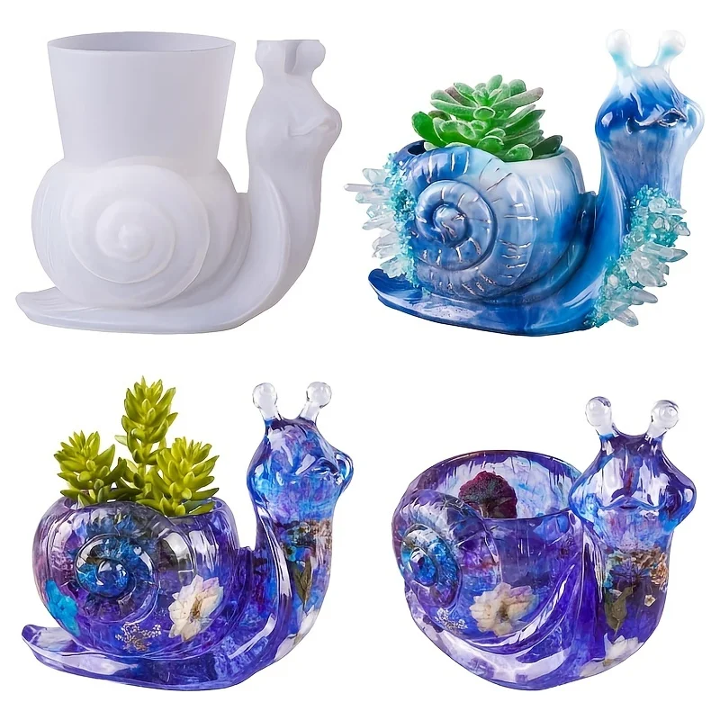1 pieza - Molde de silicona con forma de caracol, molde de resina 3D para maceta grande y florero, adecuado para hormigón y cemento, manualidades DIY, decoración del hogar