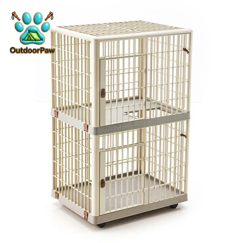 Stackable 2 Layer Dog Kennel Plastic Pet Cage Pet Furniture