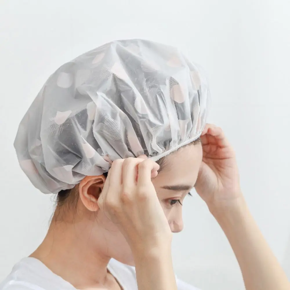 

Waterproof EVA Bathroom Products Female Hotel Women Head Cover Bath Hat Shower Cap Hair Cover