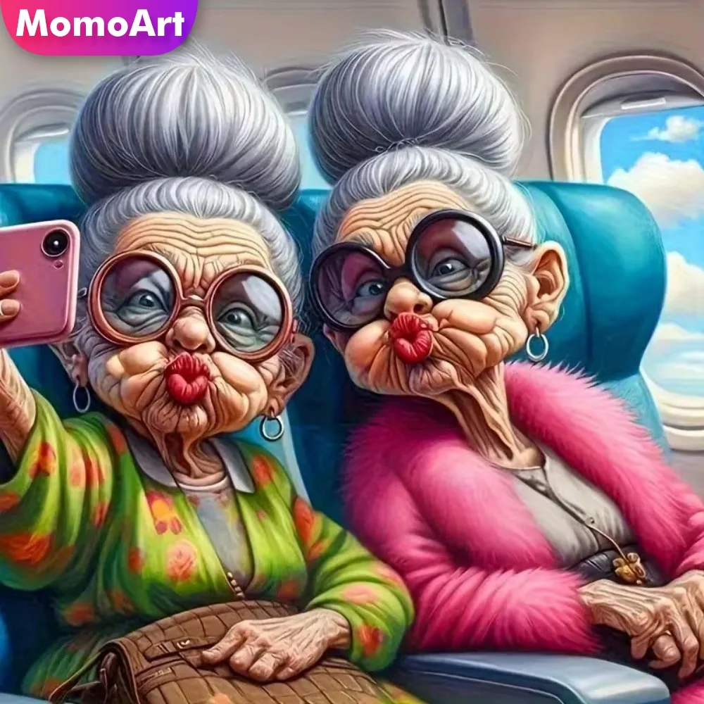 Momoart New Arrival Portrait Diamond Painting Old Woman DIY Acrylic Craft Supplies Diamond Mosaic Grandmother Kits Unique Gift