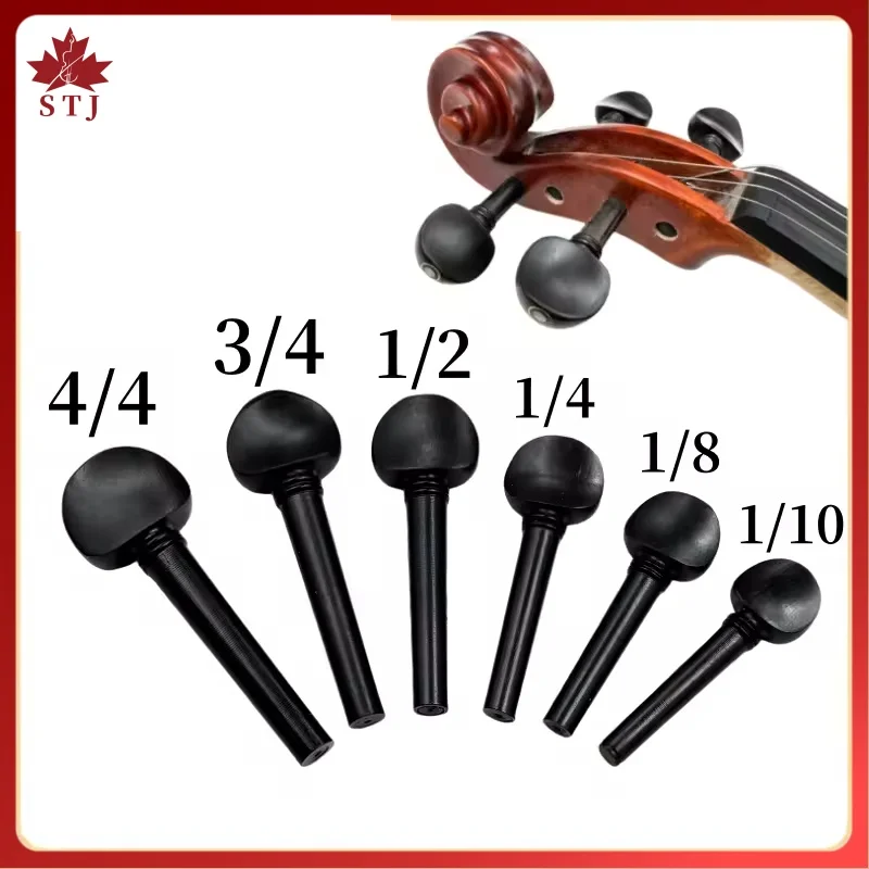 4pcs Ebony Violin Tuning Pegs for 4/4 3/4 1/2 1/4 Cello Pegs Violin Peg Tuners Fiddle Pegs Musical Instrument Accessories Part