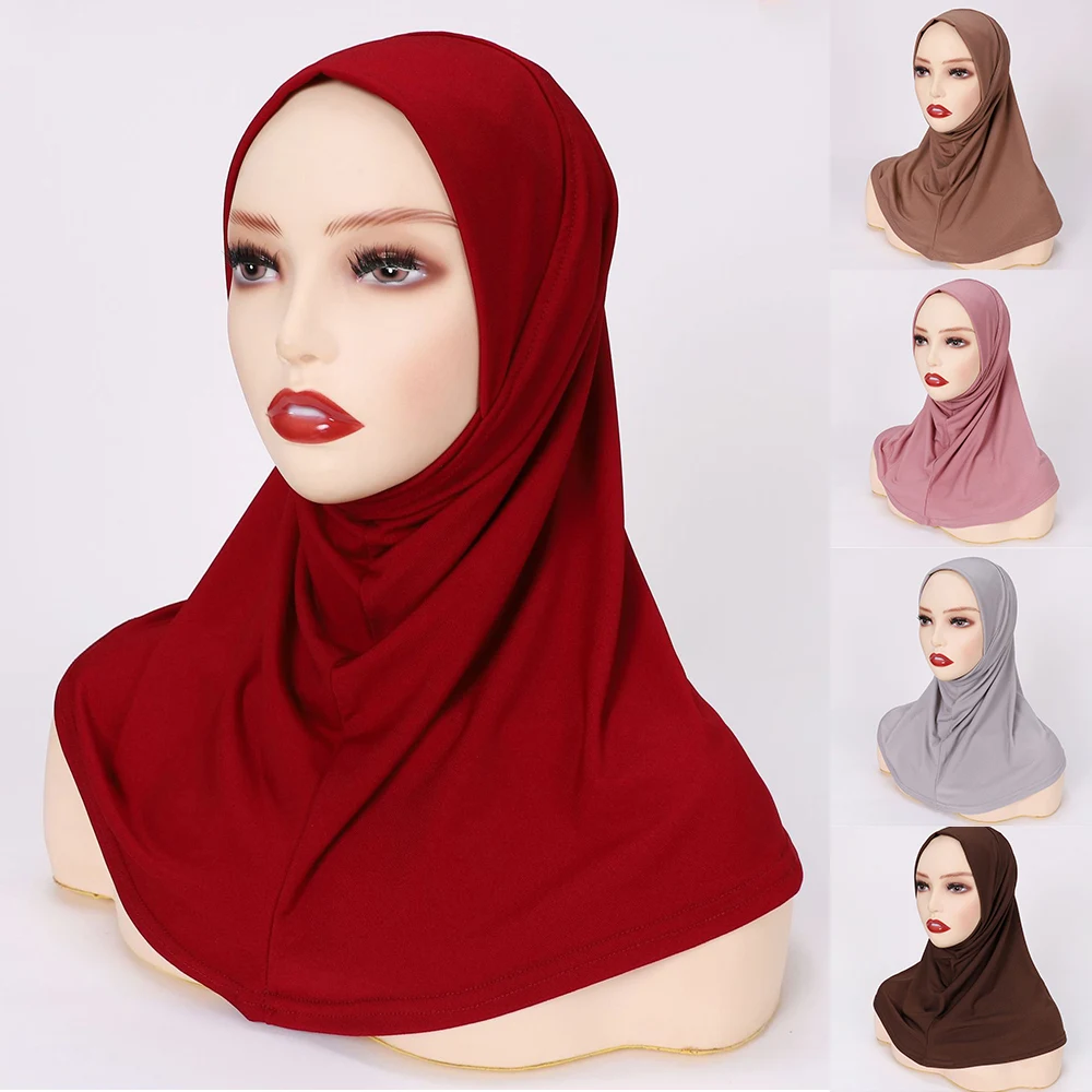 Pañuelo musulmán para la cabeza para mujer, velo suave, Hijab, turbante instantáneo