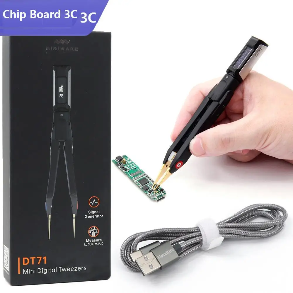 

DT71 Mini Digital Tweezers Smart SMD Tester Portable LCR Meter Diode Resistor Capacitor Checker 10KHz Signal Generator Auto Scan