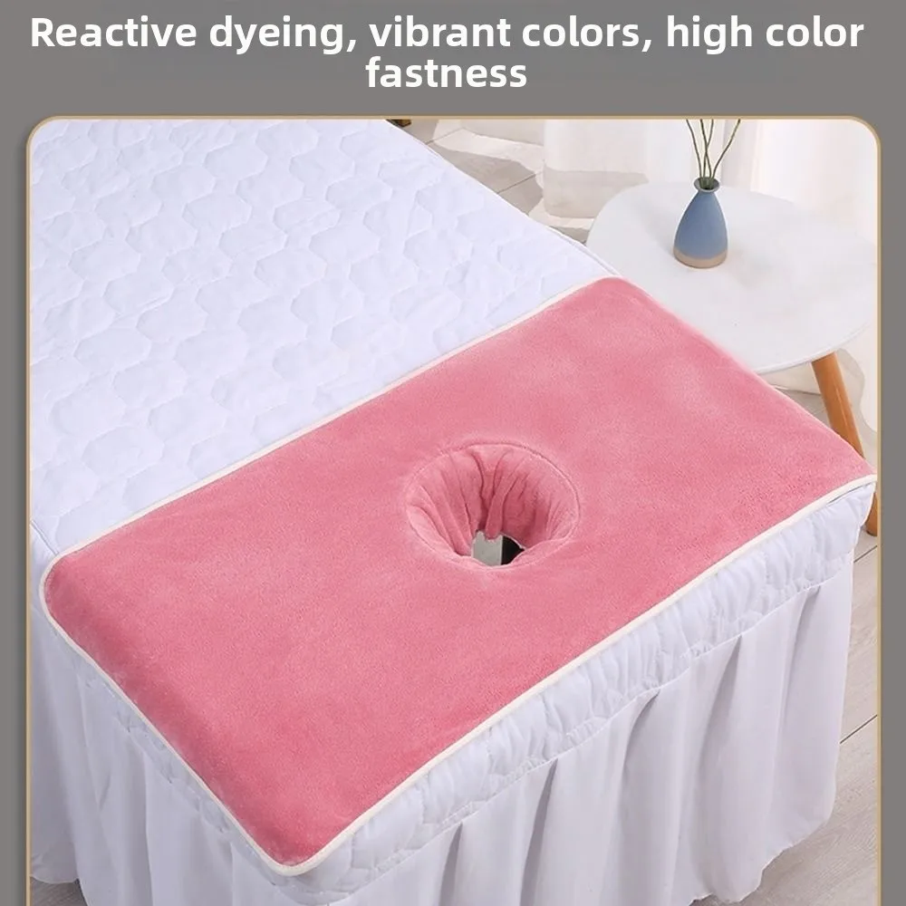 New Soft Cotton Massage Facial Towel Thickened with Hole Massage Face Towel 40x80cm Breathable Headrest Pads for Salon SPA