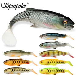 Spinpoler-señuelo de pesca suave Predator, Swimbait, cola de paleta, caníbal de silicona, cebo Artificial, boca abierta, Jig Head Bass Sea Wobbler