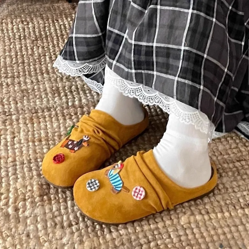 

Warrior Retro Cute Women Slippers Design Ruffles Applique Fashion Pantuflas Spring Summer Outdoors Non-slip Soft Female Flipflop