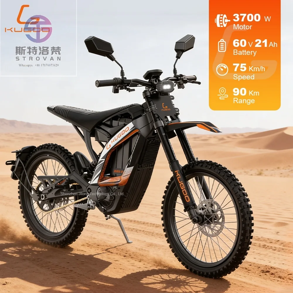 

Whosale KUGOO WISH 04 Off Road Electric Motorcycle 80km/h 3700W 60V Electric Moped Electric Dirt Bike 24inch Tire