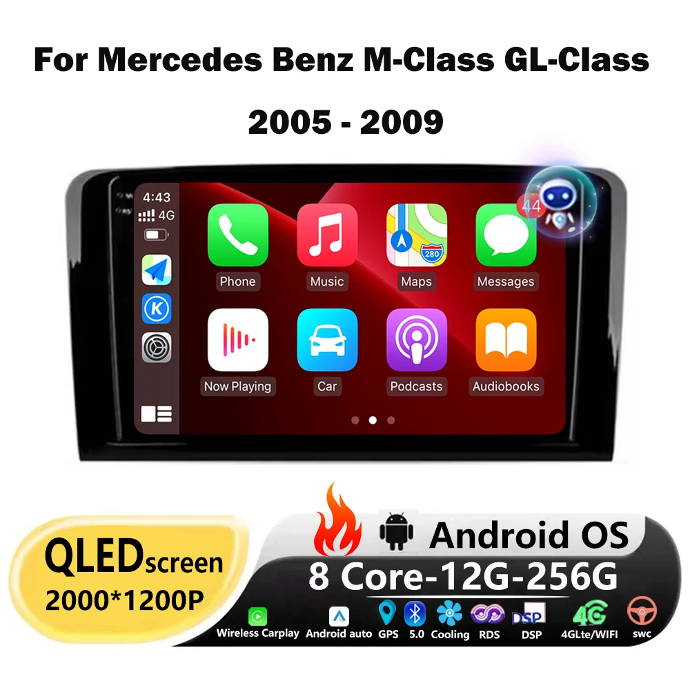 Android Auto For Mercedes Benz M-Class W164 GL-Class X164 ML GL 2005-2009 Car Radio Multimedia Player GPS Stereo 4G Head Unit