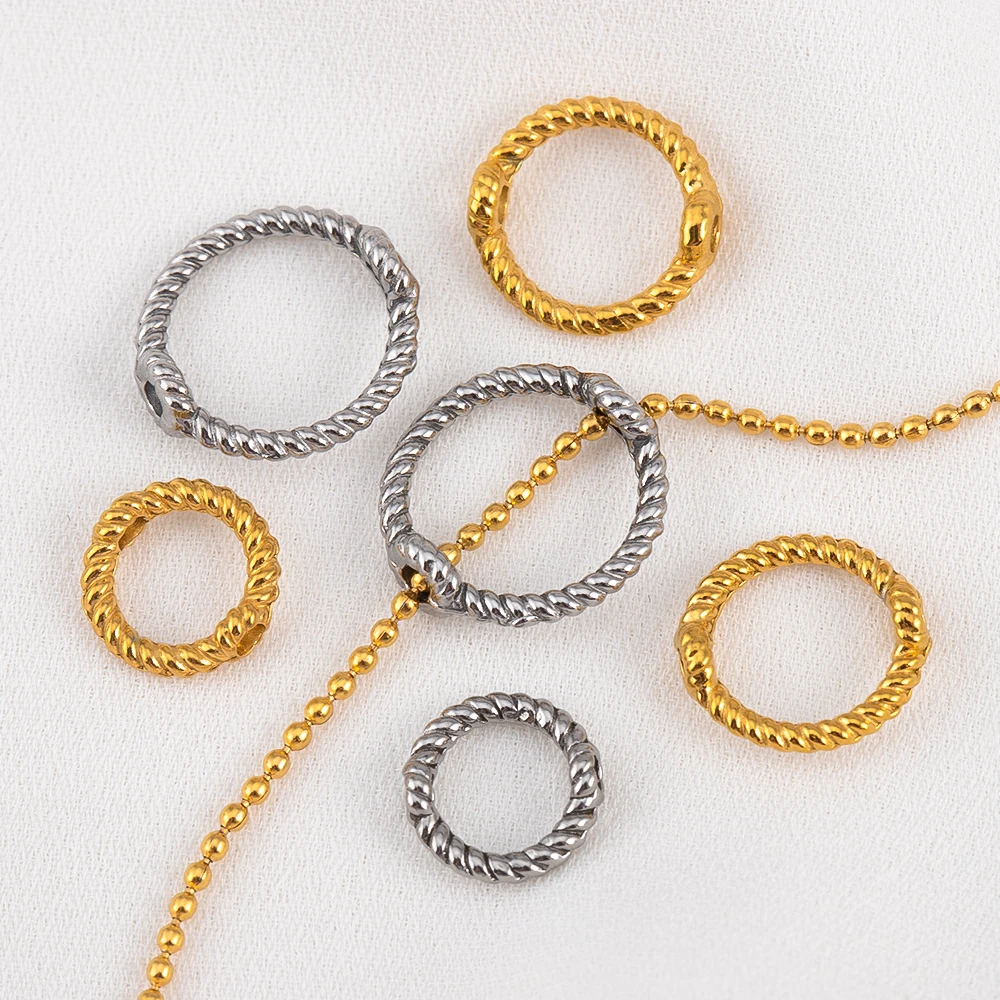 

5 шт., витые бусины Torus из нержавеющей стали 304, универсальные для DIY ожерелья, браслета, разделительные бусины, оптовая продажа, свободные принадлежности для бисера