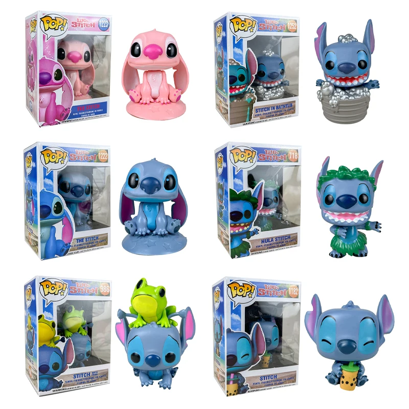 Funko Pop STITCH DE VERANO # 986 Lilo y puntada # 1222 # 1223 # 1182 Scrump lindo colección de figuras de acción vinilo PVC muñeca juguete regalo para niños
