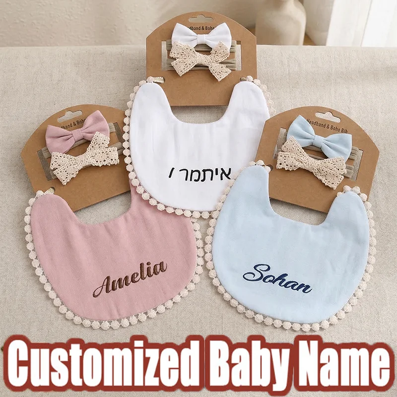 

Customized Cotton Baby Bib Personalized Waterproof Feeding Apron with Name New Born Essentials Bebe Bib for Infants