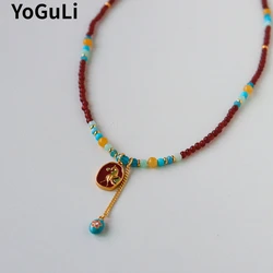 Fashion Jewelry Vintage Temperament Enamel Beaded Chain Necklace For Women Female Gifts Delicate Design Accessories Hot Sale