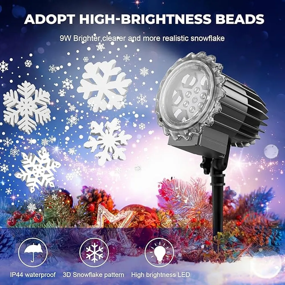 Snowflake Projector Lights High Brightness Outdoor Christmas Projector Weather Resistance IP65