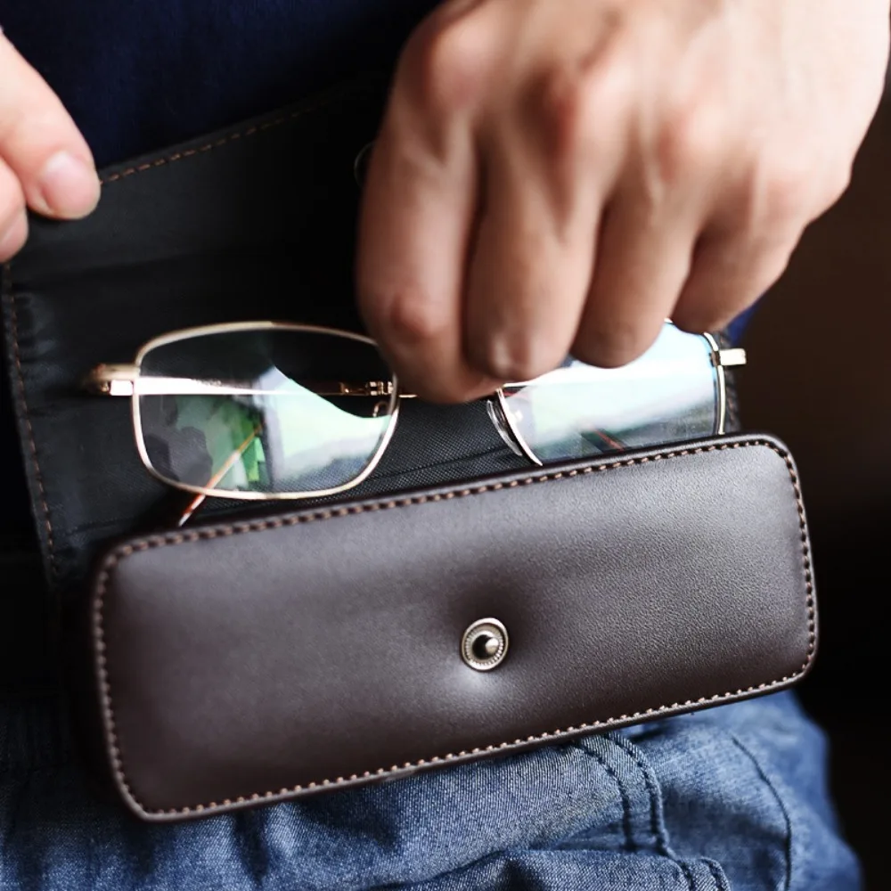 

Leather Glasses Case Unisex Glasses Storage Box Portable Eyewear Carrying Cases Phone Bags Belt Wearable