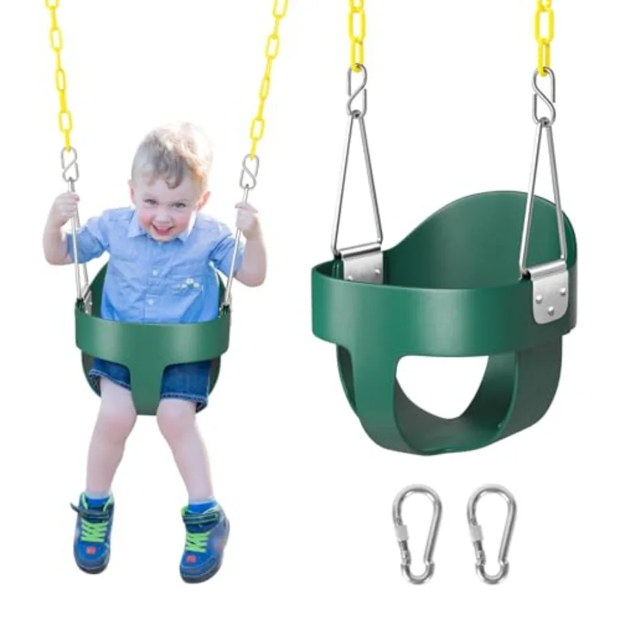 

Toddler Swing, Baby Swing Outdoor High Back Full Bucket Swing Set, 330lb Capacity, Safety Design, Plastic-Coated Chains and Qui