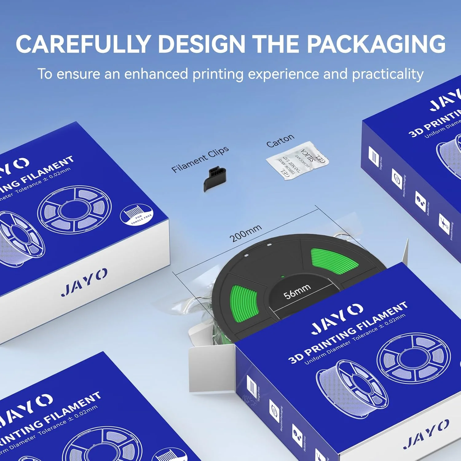 JAYO 3D High Speed Matte PLA / PLA Matte / PLA Printer Filament 1.75mm 3D Printer Filament 1.1KG/Roll Neatly Wound PLA for 3D