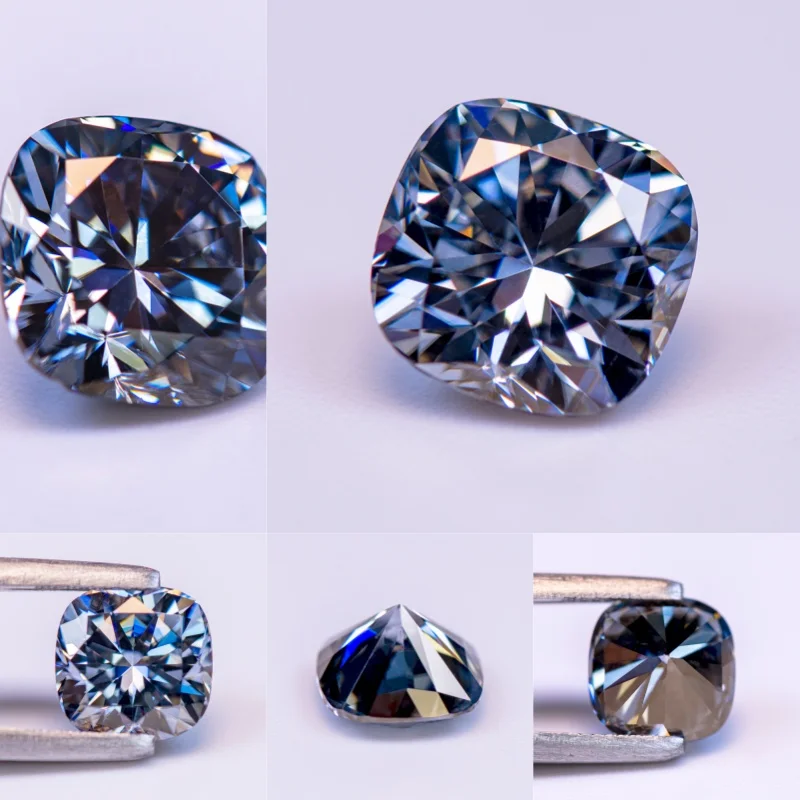 Moissanit-Stein im Kissen-Schliff, zitronengelb, im Labor gezüchteter Edelstein für die Herstellung von DIY-Schmuck wie Ringen, Halsketten und Ohrringen, mit Zertifikat. – Detail 15