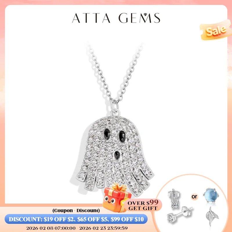 

Ожерелье Attagems Ghost с муассанитом DVVS1, стерлинговое серебро 925 пробы, позолоченное 18 карат для женщин и мужчин, праздничные аксессуары, вечерние украшения