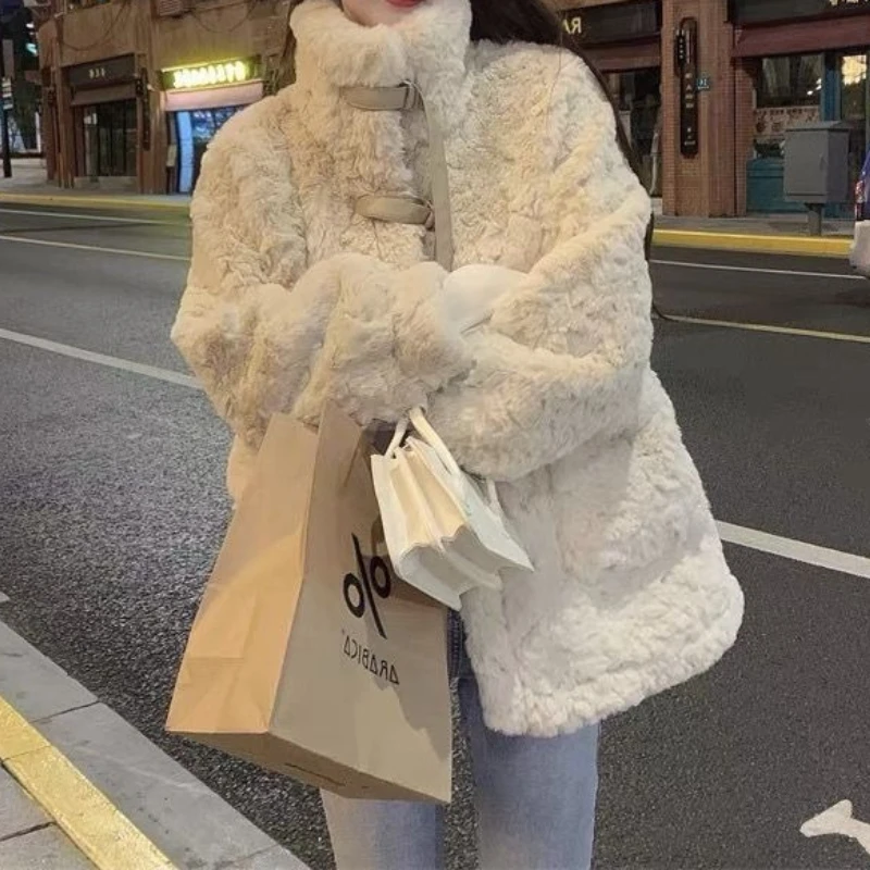 

2025 Autumn and Winter New Imitation Fur Jacket Femininity Warm Thickened Lazy Plush Coat