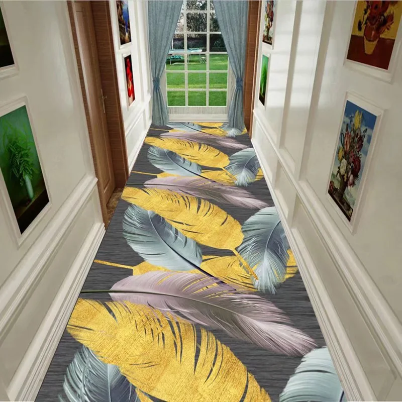 Luxury Modern Villa Long Corridor Carpet Living Room Decoration Hall Carpet Large Area Rugs Ins Soft Bedroom Floor Mat Washable