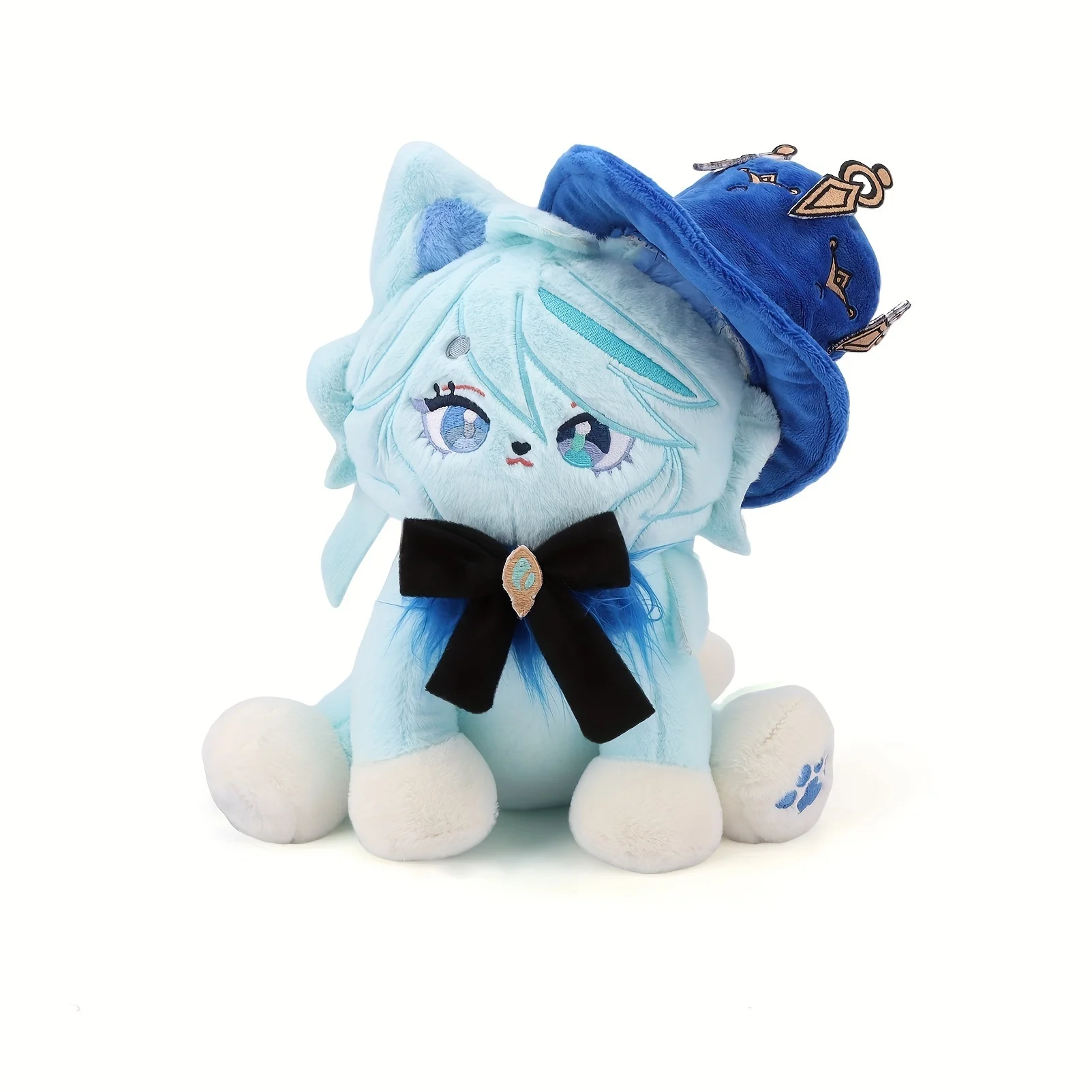 Cute 14.9 Inch Furina Meow Toy Doll, Stuffed Of Genshin Impact, Perfect For Fans, Home Decoration, Gift - Blue Polyester Fiber,