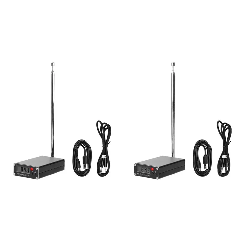 B04C-2X 0.5W FM Transmitter Digital Display Long Range 2000 Meters Stereo Broadcast 76-108Mhz Portable Radio Station