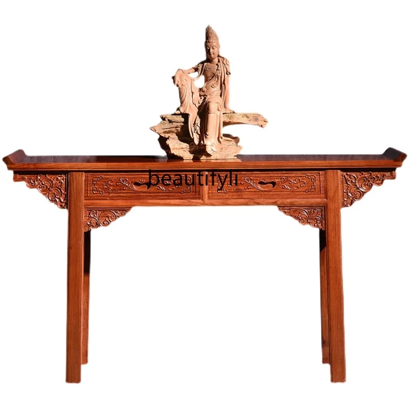 

Long Narrow Table Rosewood Altar Incense Burner Table Tribute Table Altar Household Solid Wood Buddha Shrine Altar Chinese Style