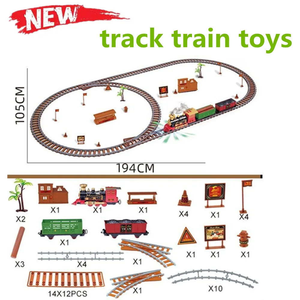 

Electric Train With Spray Track Train Toy Set Classical Railway Freight Train Toy For Kids Gift Children