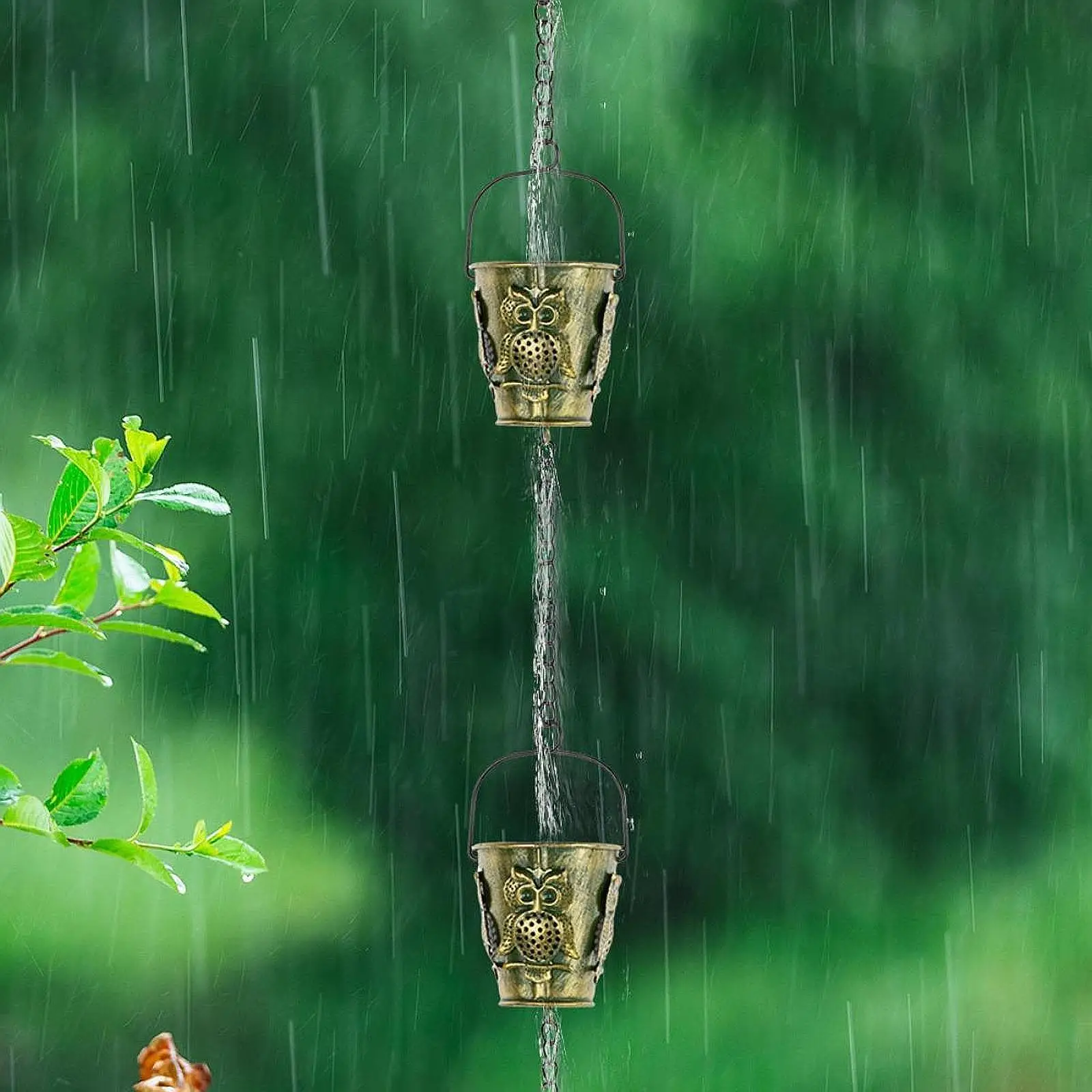 

Outdoor Rain Chain Rainwater Catcher Premium Durability Stylish Rainwater Diverter Drain Gutter Chain for Outside Garden Yard