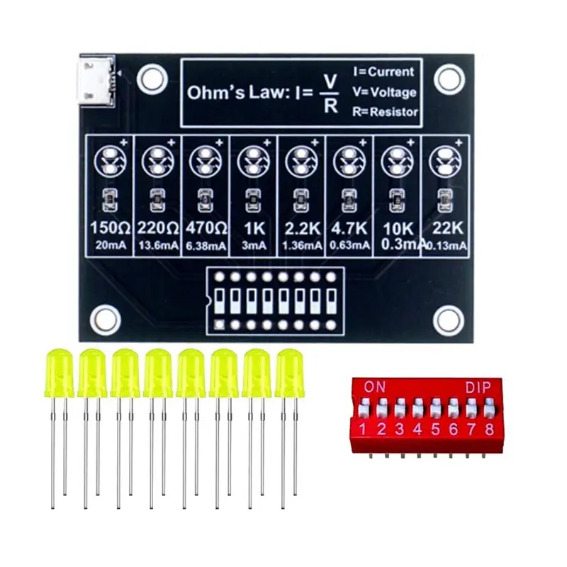 

KYCOR-Electronic Teaching Lab Soldering Kit Ohm' S Law Current Test DIY Soldering Practice Kit Practical Training Board
