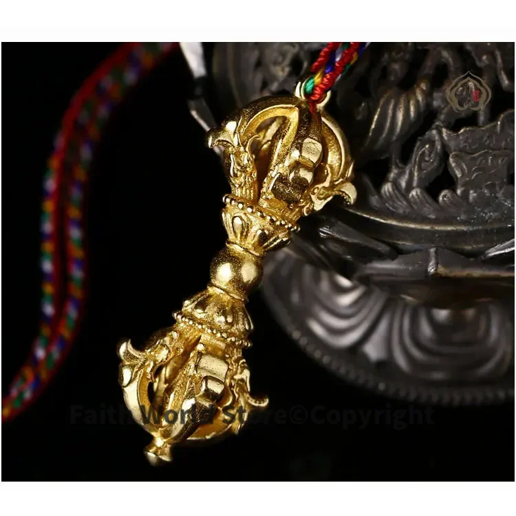Greco-Buddhist pocket travel efficacious Mascot # Buddha Bless Safe good luck gilding brass Vajra Pendant Buddhist Amulet