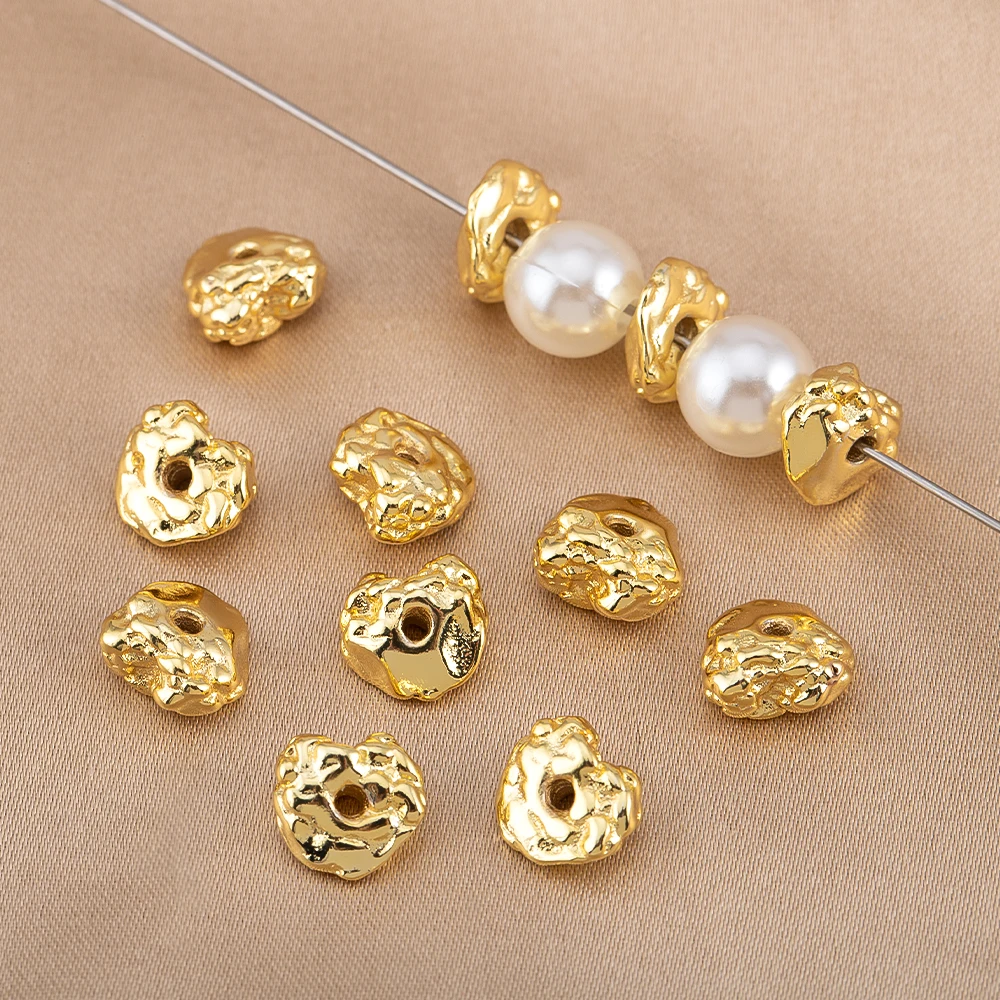5Pcs/lot 8x8.5mm 18K Plated Irregular Shape Charms Spacer Beads For DIY Necklaces Bracelets Jewelry Making Accessories Crafts