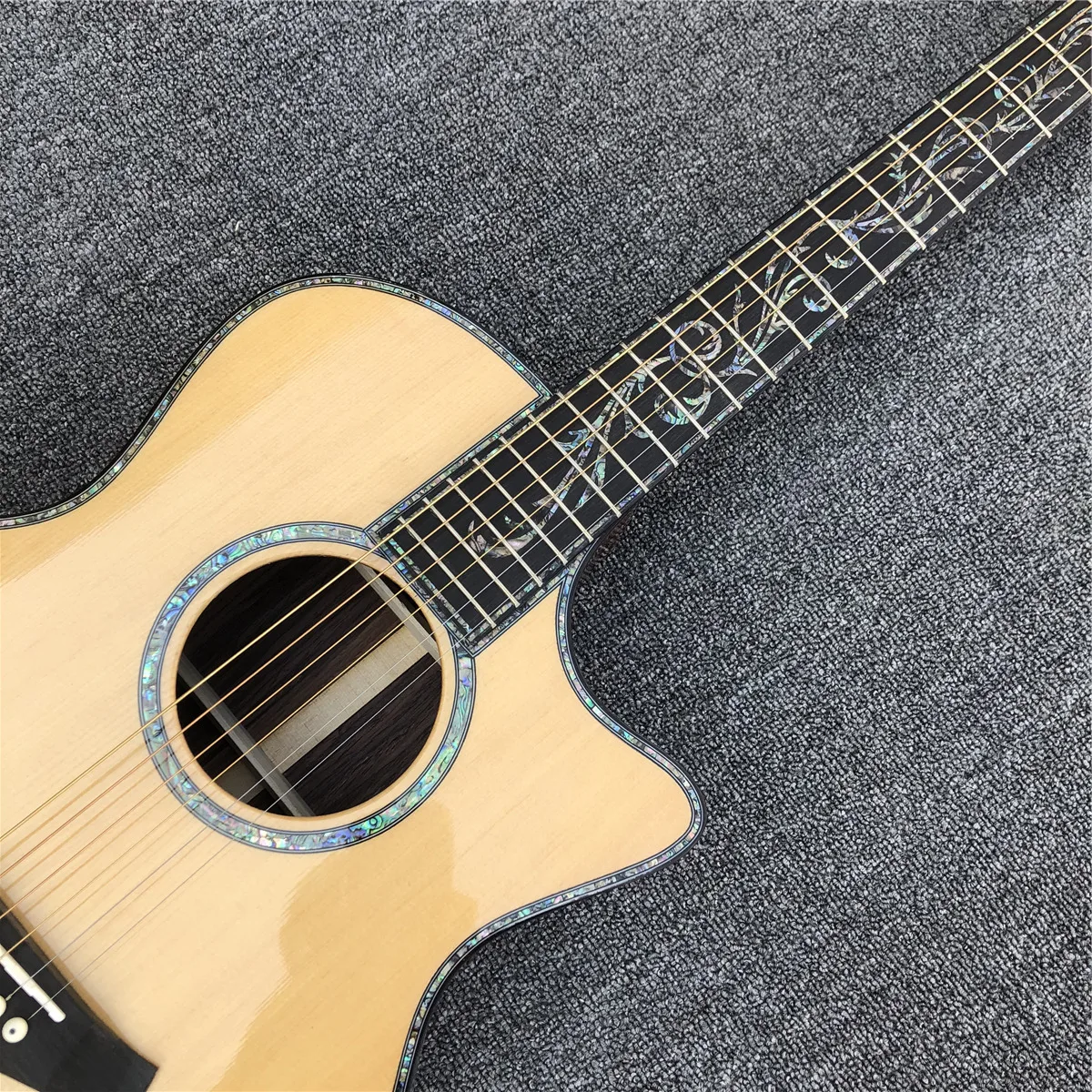 

41 Inch Solid Spruce Top Custom 916 Acoustic Guitar Abalone Ebony Fingerboard Rosewood Electric Acoustic Guitar