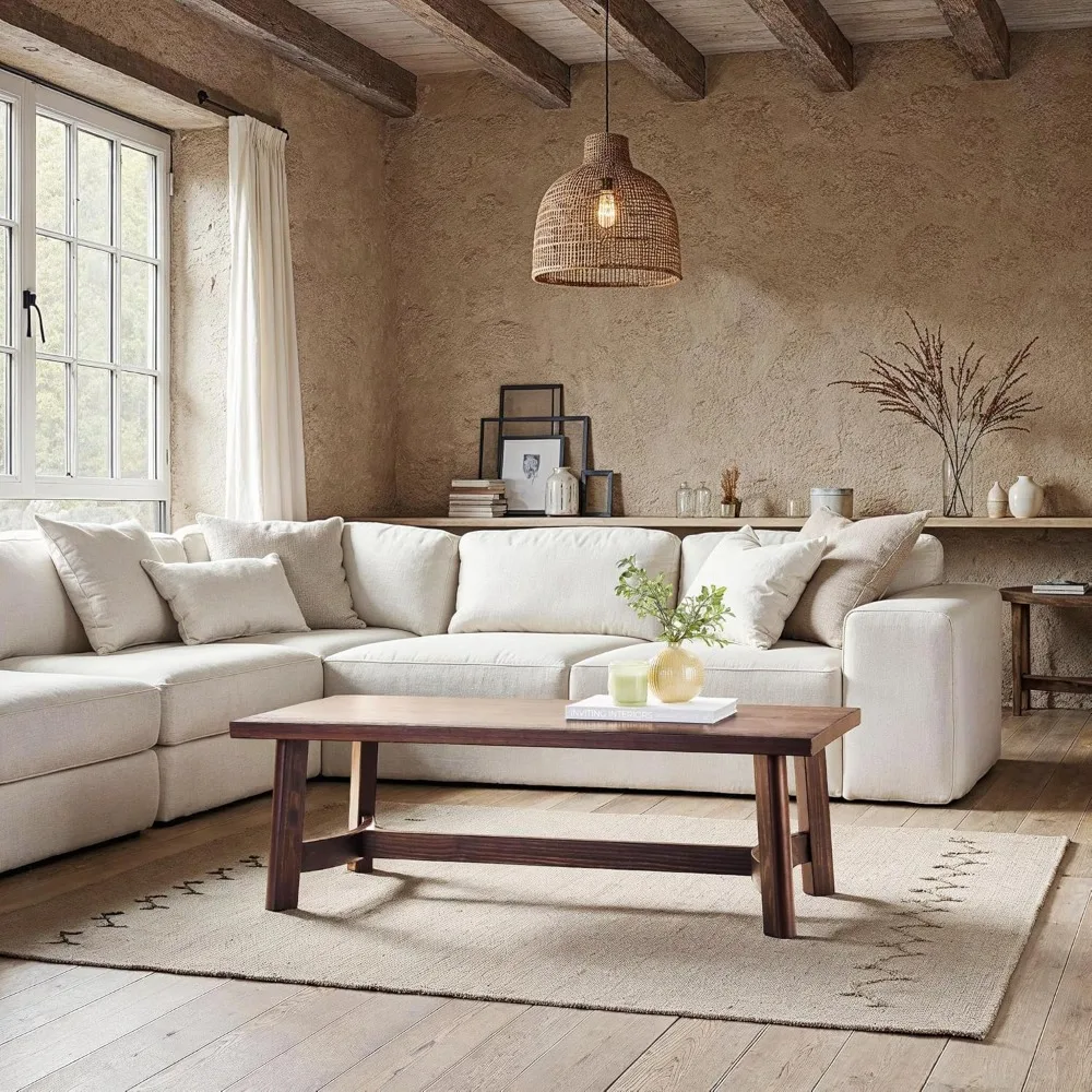 

Espresso Modern Farmhouse Style 48 Rectangular Solid Wood Coffee Table by Walker Edison