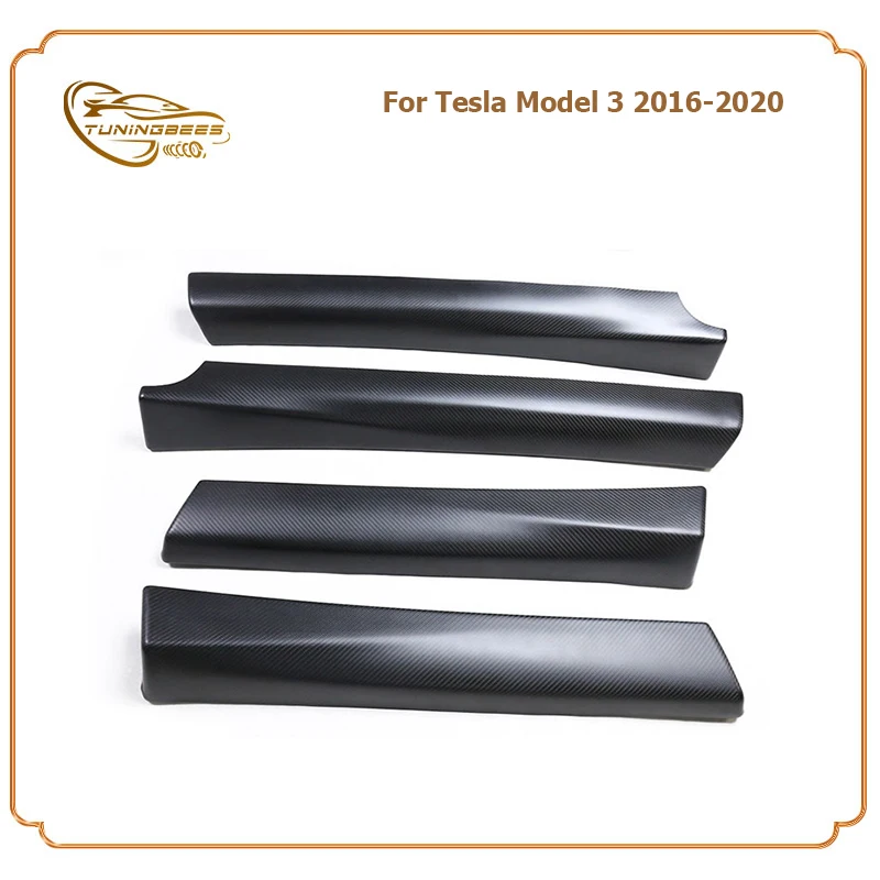 Add on Style Carbon Fiber Inner Door Panel Board Accessory Decoration Molding Trim Stickers for Tesla Model 3 16 17 18 19 20