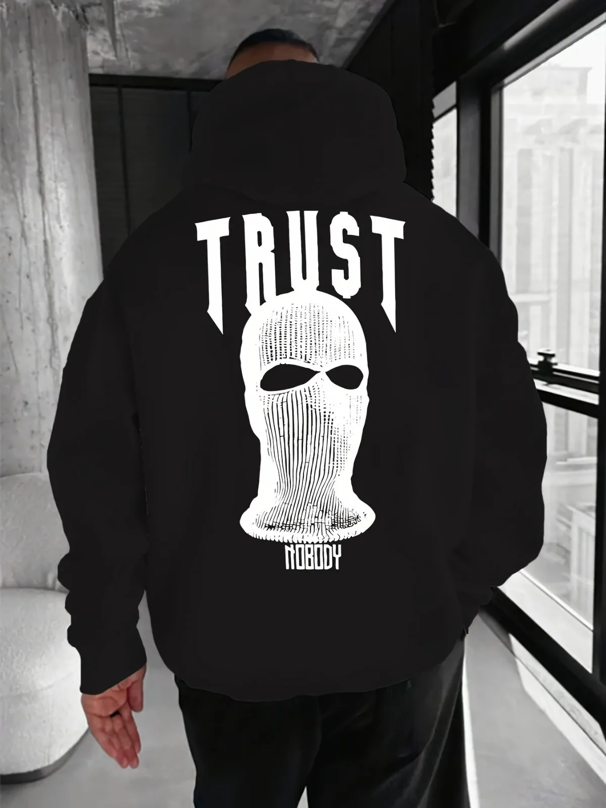 

Men's Fashion Casual TRUST NOBODY Printed Pattern Sports Loose Thick Hoodie Street Style Suitable for Holiday Gifts Streetwear