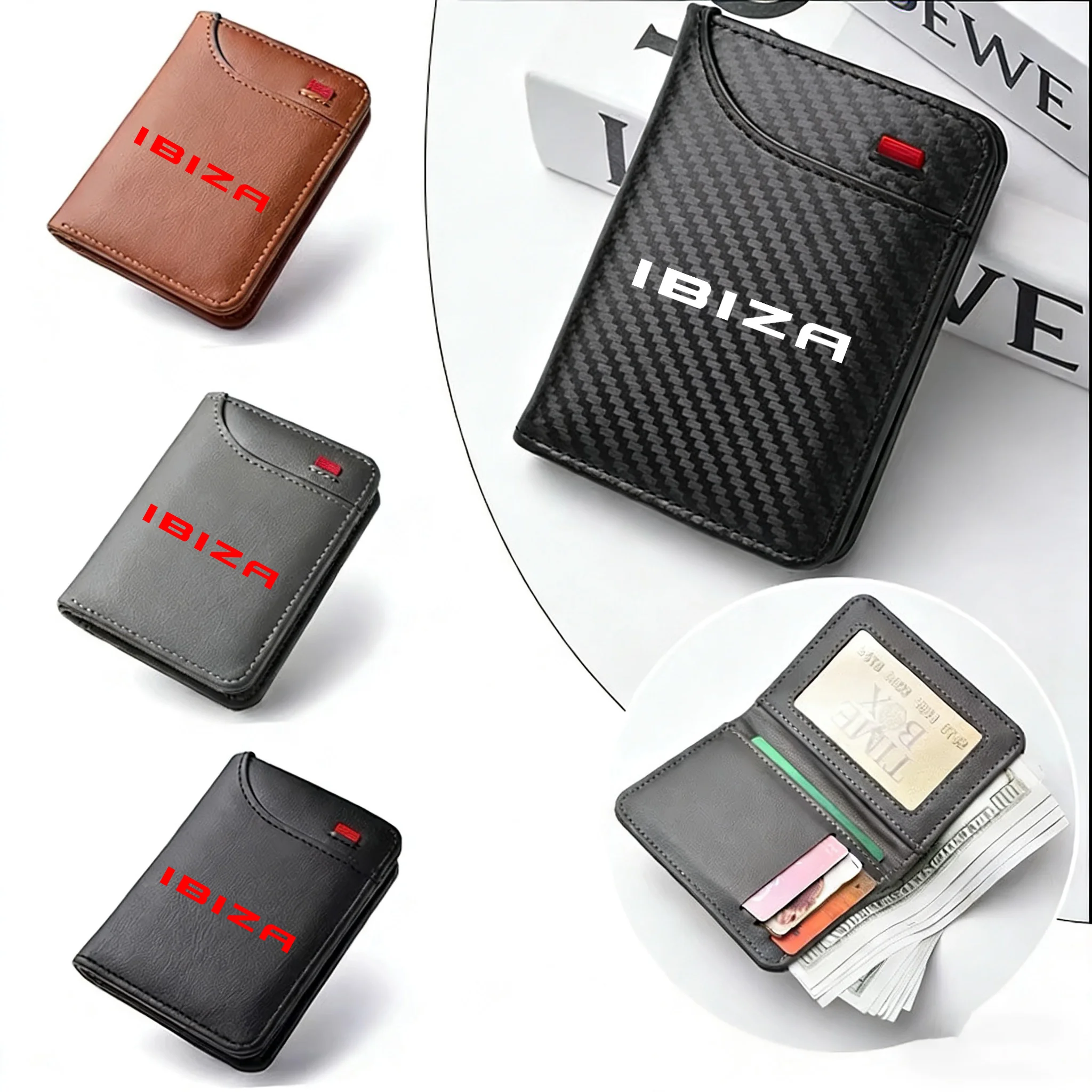 Leder Ultradünner Mini-PU-Karbonfaser-Kreditkartenhalter Herrenbrieftaschen für Seat Ibiza Ateca Arona Autozubehör Innenraum