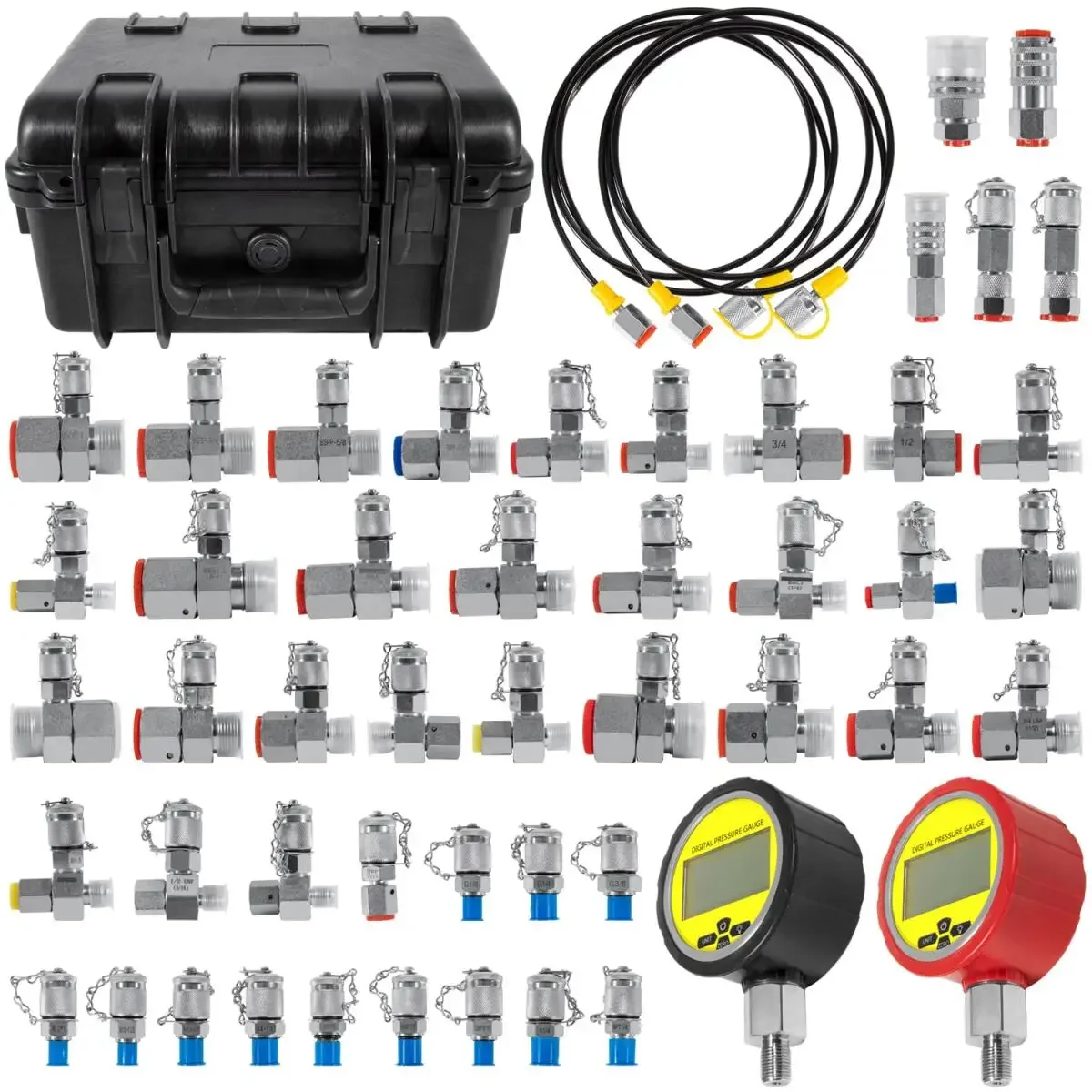 MSparts 70DC Digital Hydraulic Pressure Test Coupling Kit  for Excavator Construction Machinery Hydraulic Pressure Gauge Kit