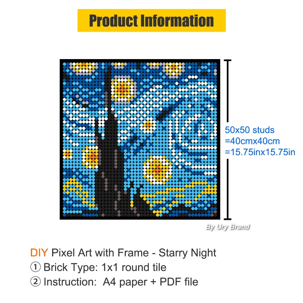 Fai da te Starry Night Pixel Pop Art Building Blocks mosaico pittura Jigsaw Bricks decorativo con i numeri MOC Toys House Creative Gift