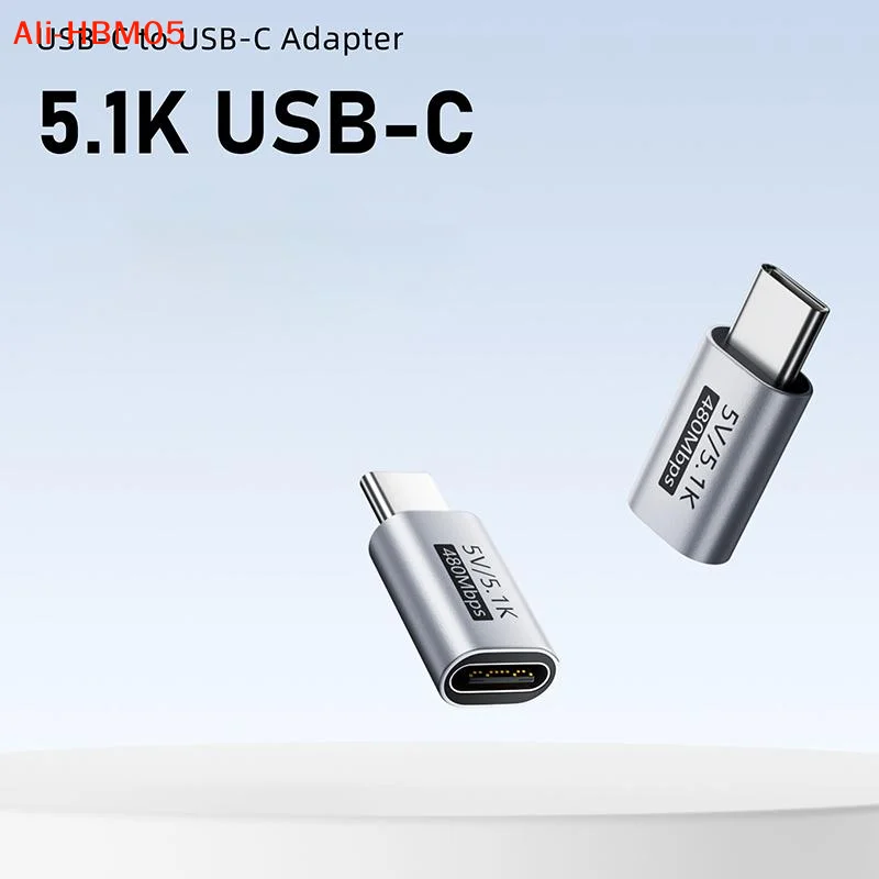 (HB05)USB-C 5.1K Resistor Charging Adapter Safe 5V Overvoltage Protection Aluminum Alloy Type C Connector For Small Gadget