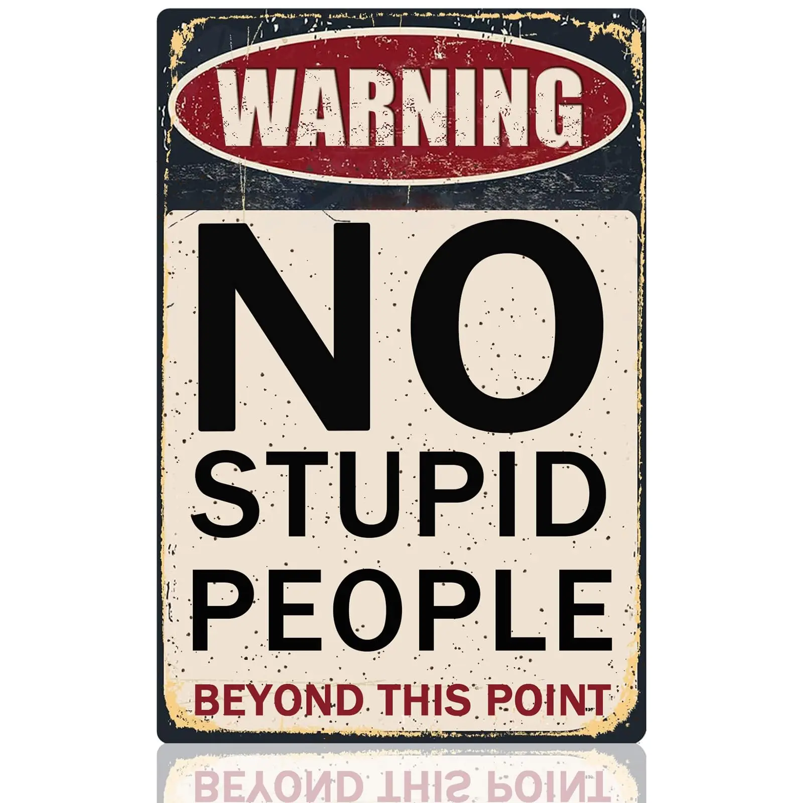 Funny Metal Tin Sign No Stupid People Signs Warning Tin Signs No Stupid People Beyond This Point Garage Sign For Men Mancave Roo