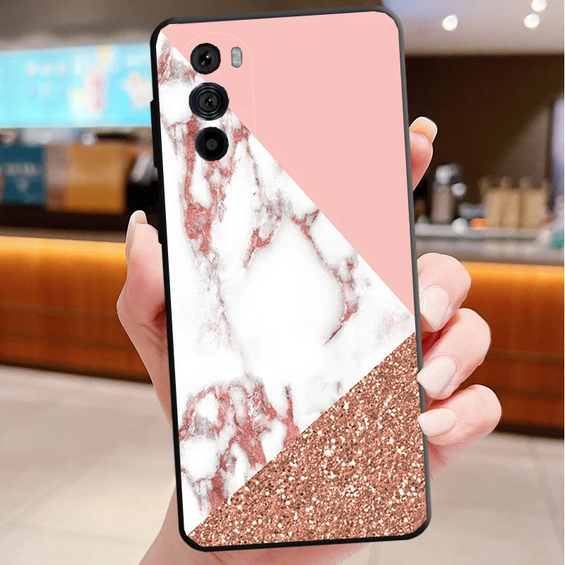 حافظة هاتف لهاتف موتورولا إيدج 50 40 برو 60 50 40 30 Ultra Neo Fusion Moto G85 G72 G53 G54 G84 G13 G32 كلمة أناناس رخامية فنية #5