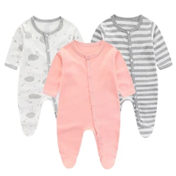 Muslin Newborn Romper Footed Cotton Baby Jumpsuits for Girls Boys Sleepwear Long Sleeve Autumn Toddler Clothes Infant One-Piece