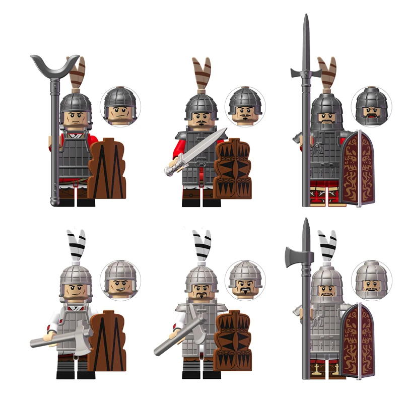 New MOC Ancient China Dynasty Soldier Army Heavy Troopers Medieval Knights Group Figures Building Blocks Bricks Castle Toys