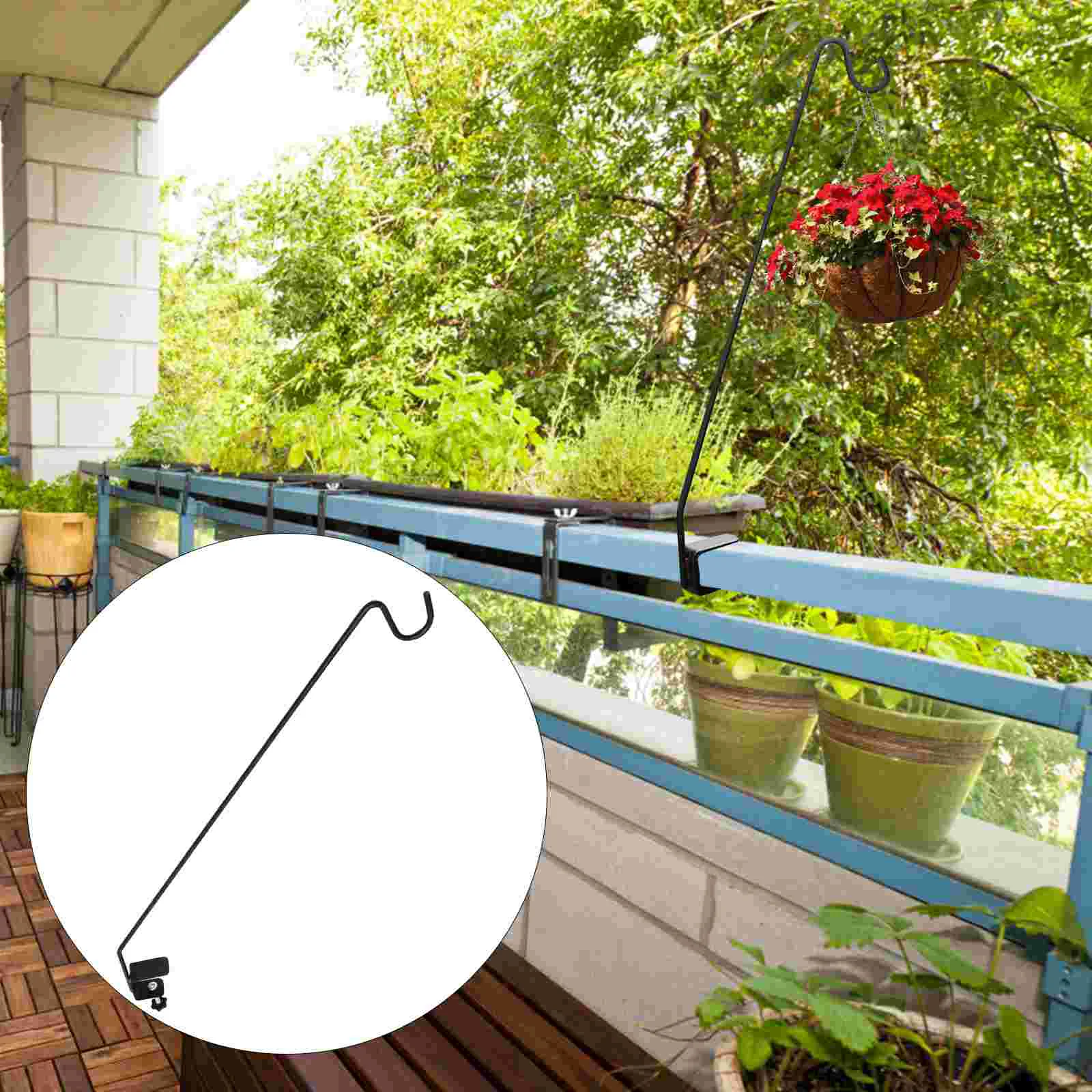 

Hanging Basket Shepherd Hook Fence Lantern Garden Hanger Flagpole Heavy Duty Deck Hooks Outdoor Black