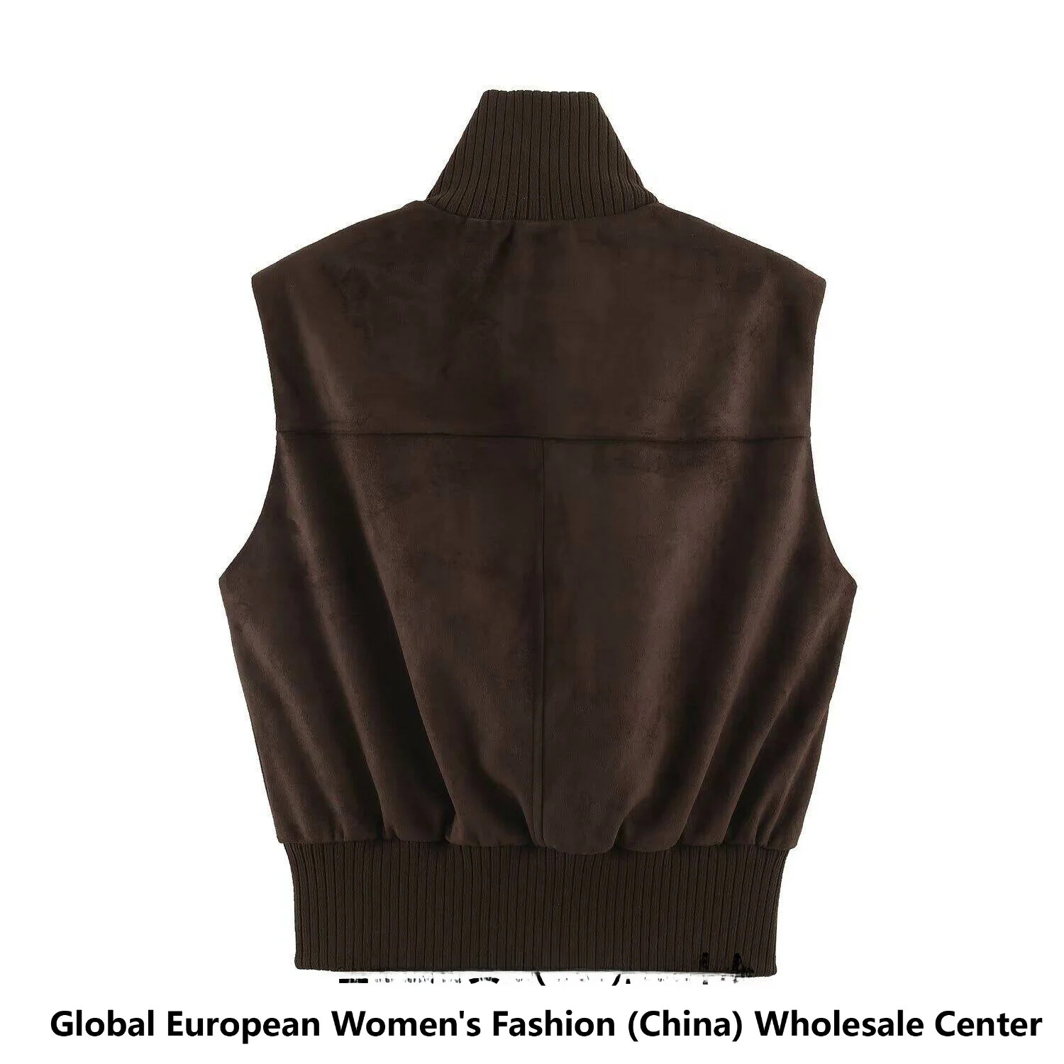 Fashionable Retro Sleeveless Stand Collar Faux Suede Zipper Vest Women's New Autumn 2026 Simple Match All Seasons Clothing