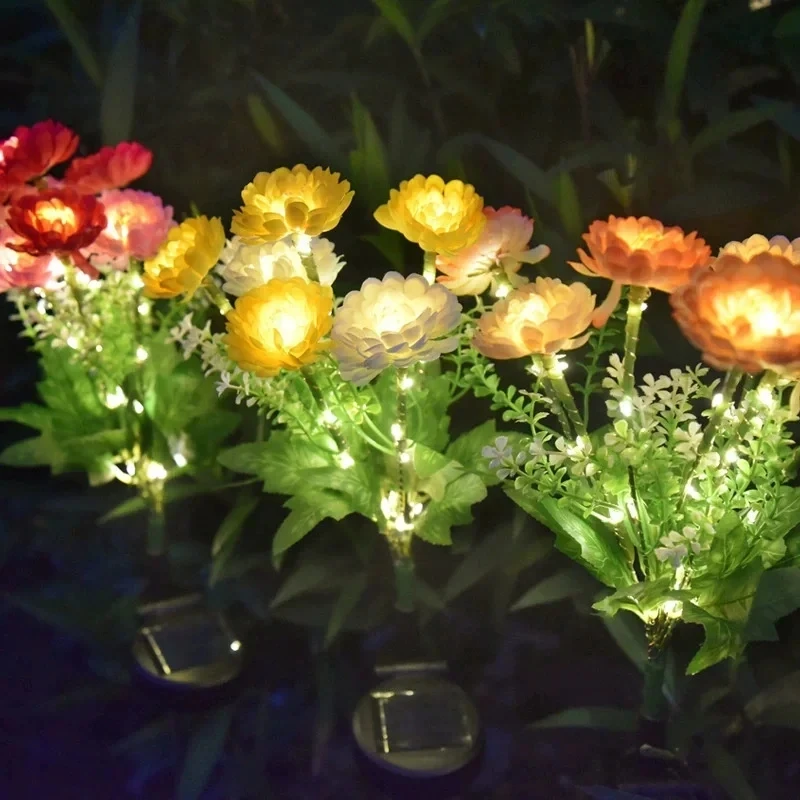 Solar LED Simulation Lawn Lamp Holiday Snow Lotus Flower Ground Lights Patio Garden Summer Wedding Home Yard Decoration
