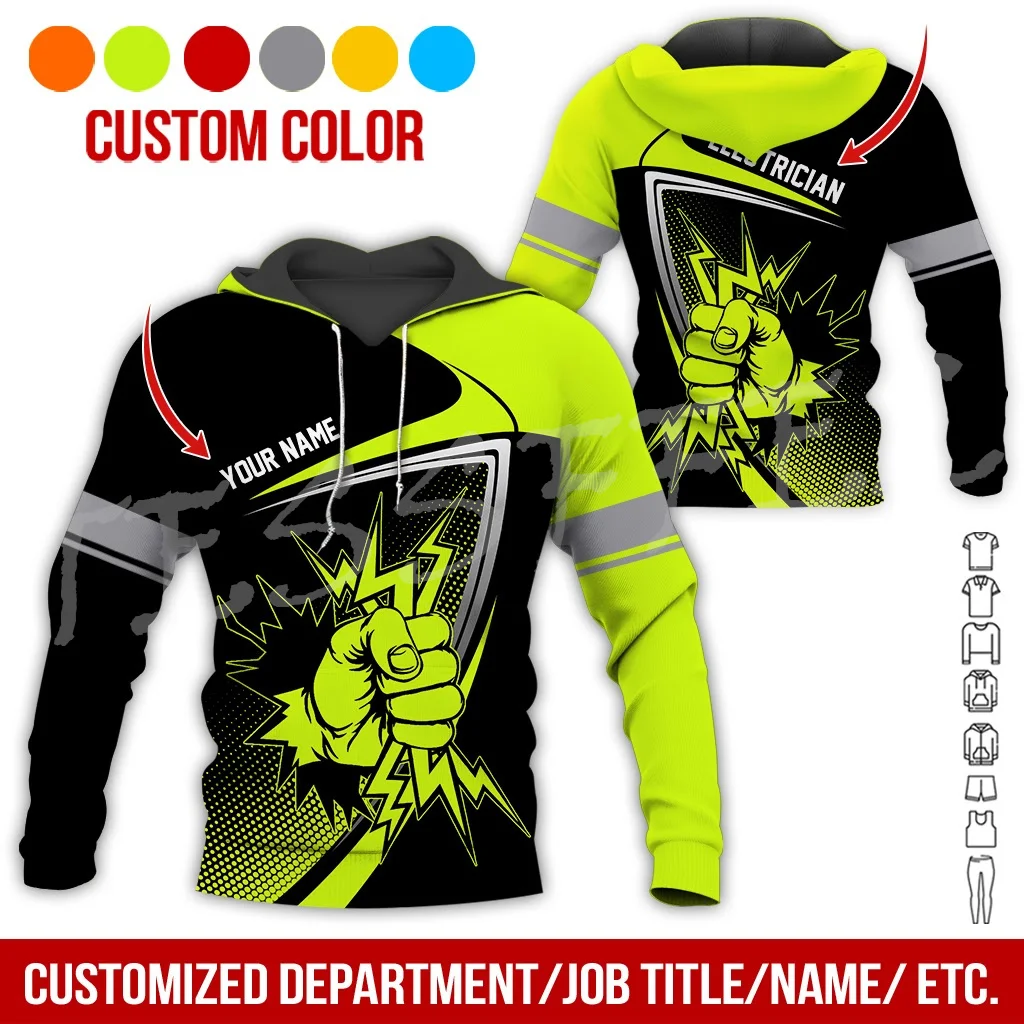 

Custom Name Electrician Lineman Worker Tattoo Tracksuit Retro 3DPrint Streetwear Pullover Harajuku Casual Funny Jacket Hoodies F